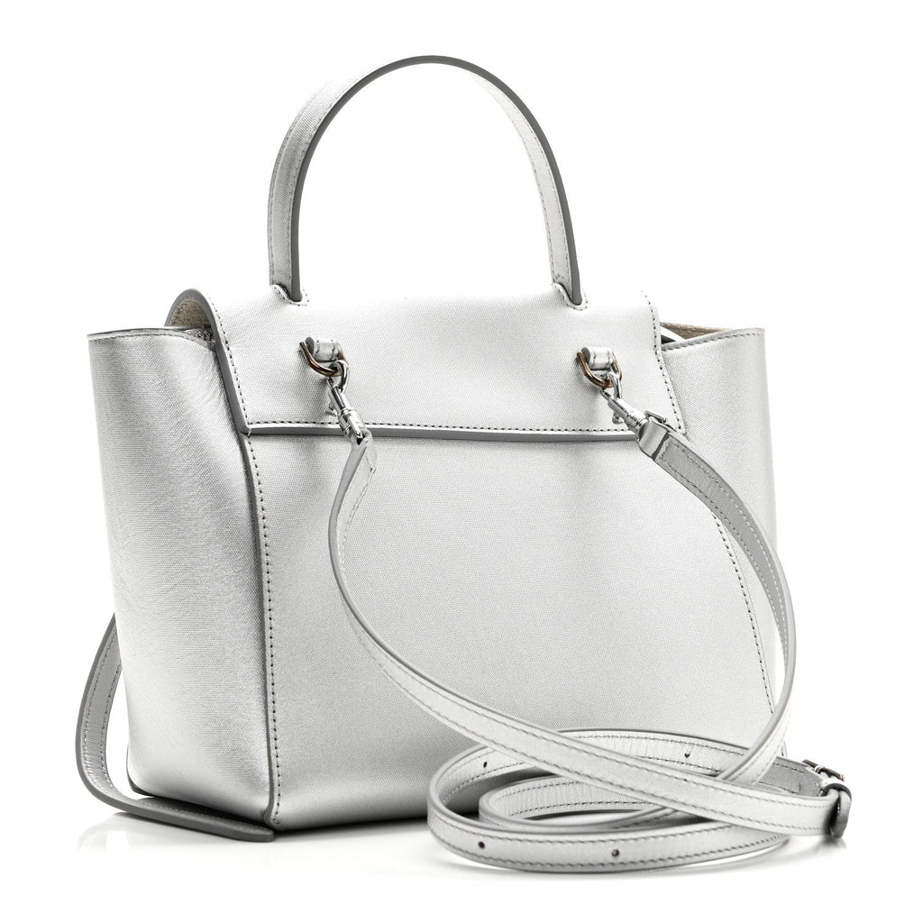 Laminated Calfskin Nano Belt Bag Silver