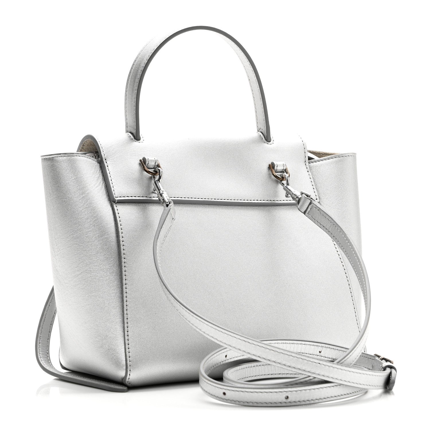 Laminated Calfskin Nano Belt Bag Silver