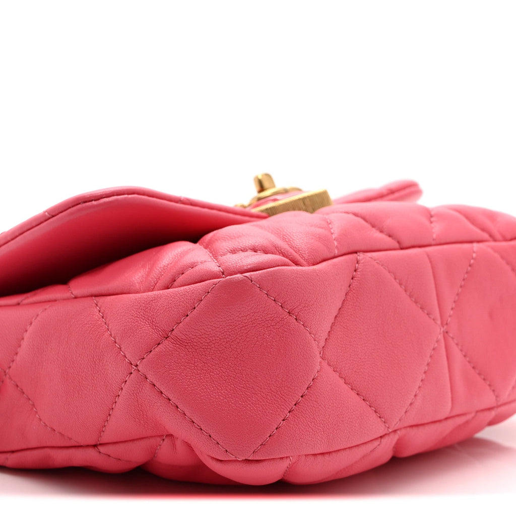 Lambskin Plexiglass Quilted Coco Love Mini Flap Pink