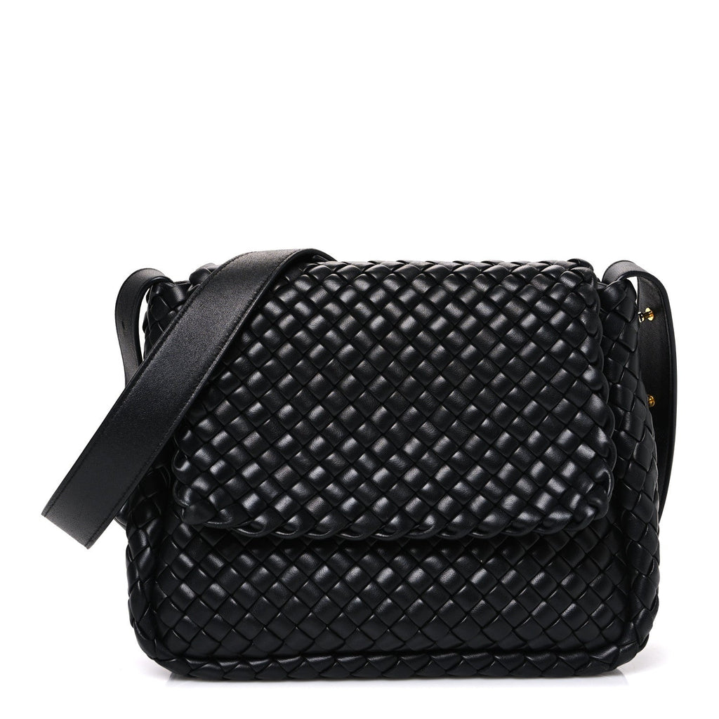 Nappa Intrecciato Small Cobble Shoulder Bag Black