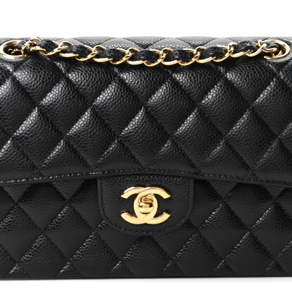 Caviar Quilted Small Double Flap Black