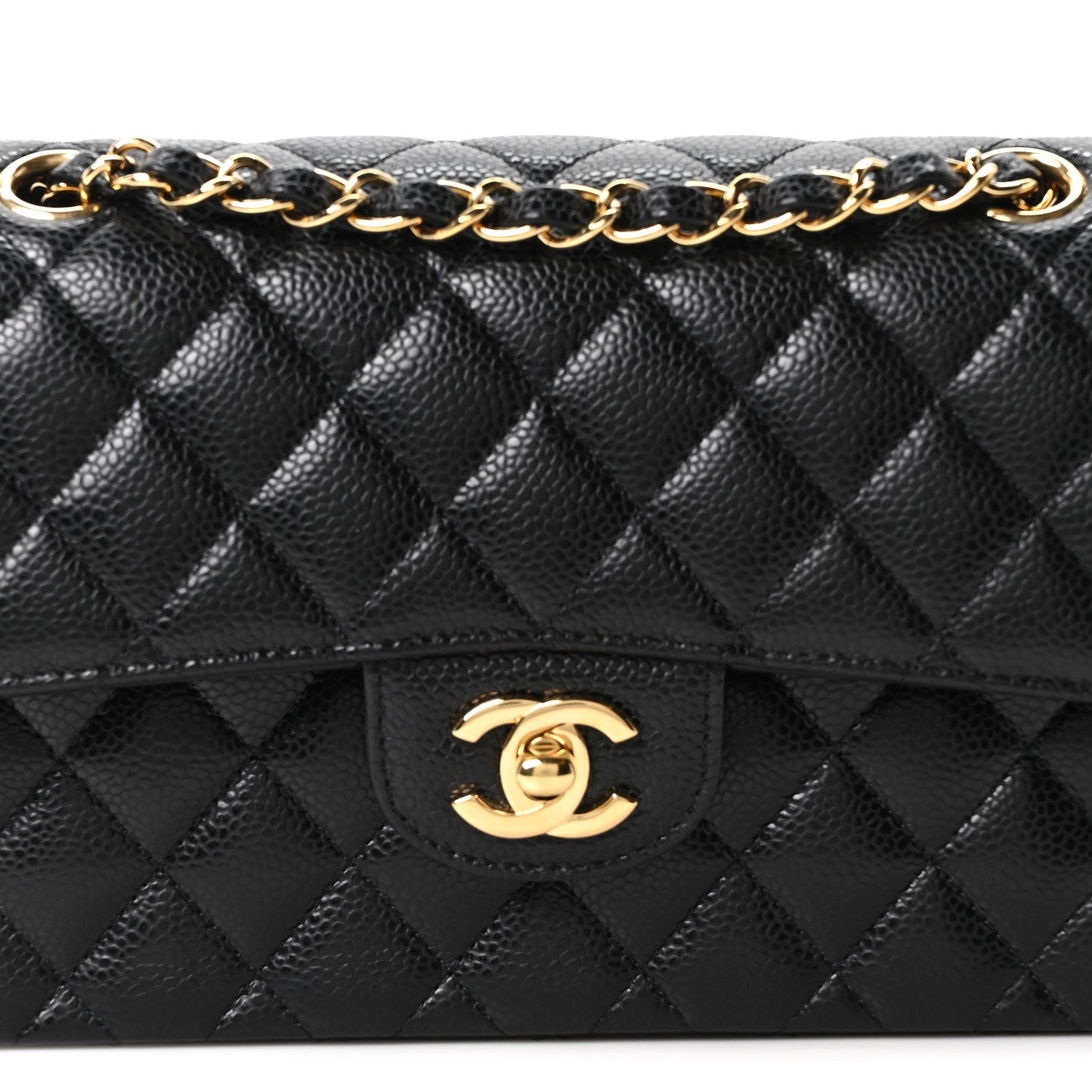 Caviar Quilted Small Double Flap Black