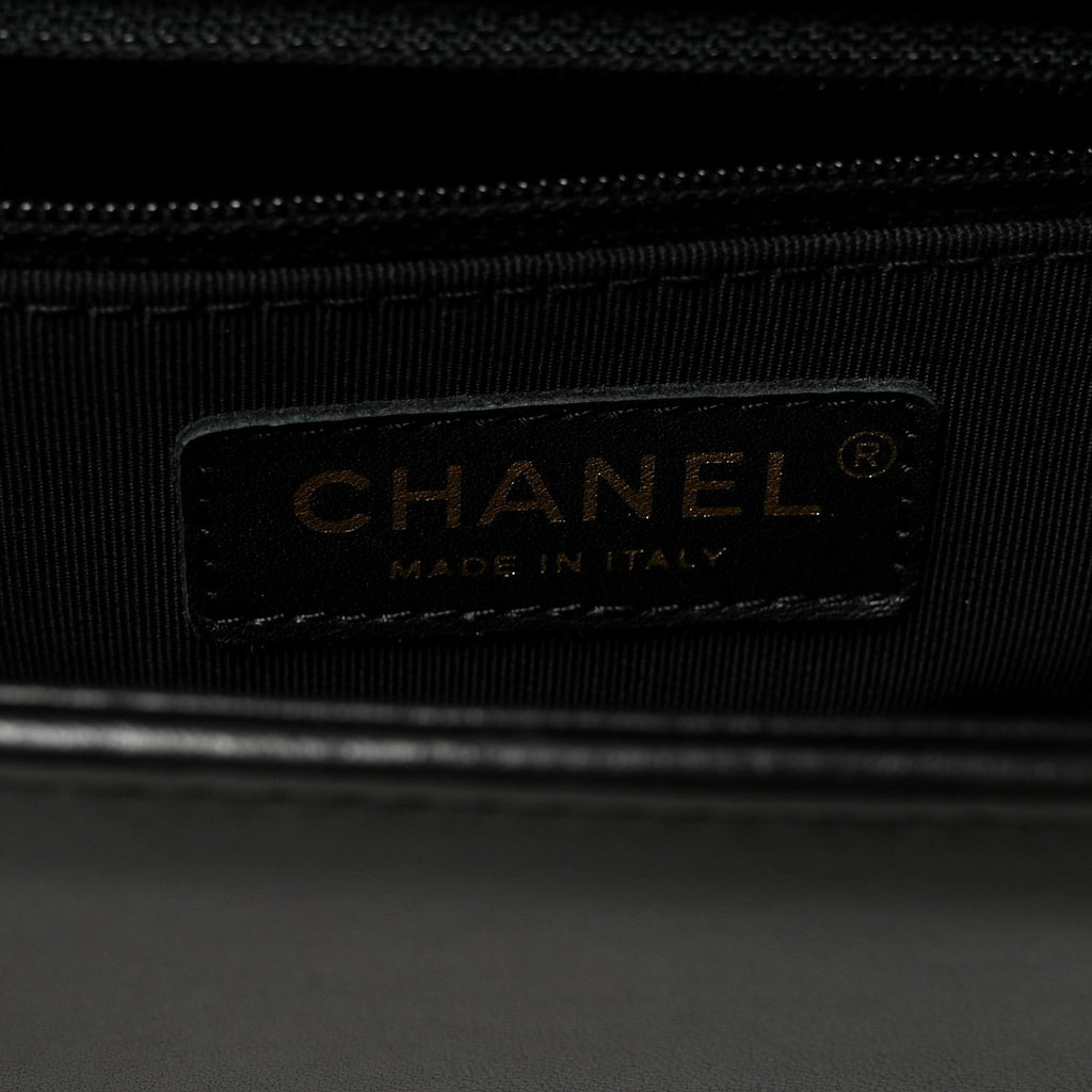 Lambskin Quilted Large Boy Flap Black