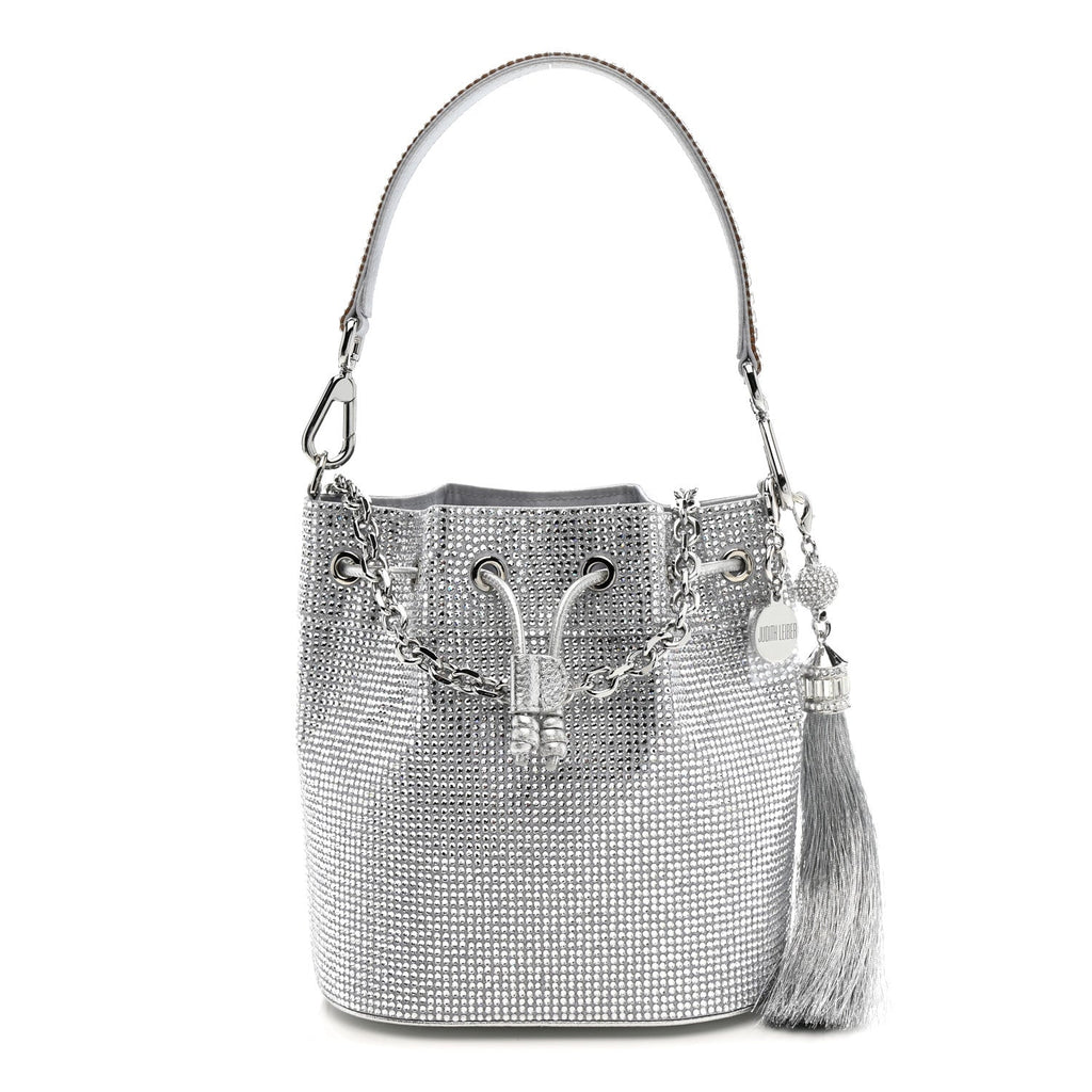 Satin Crystal Embellished Medium Piper Bucket  Silver Rhine