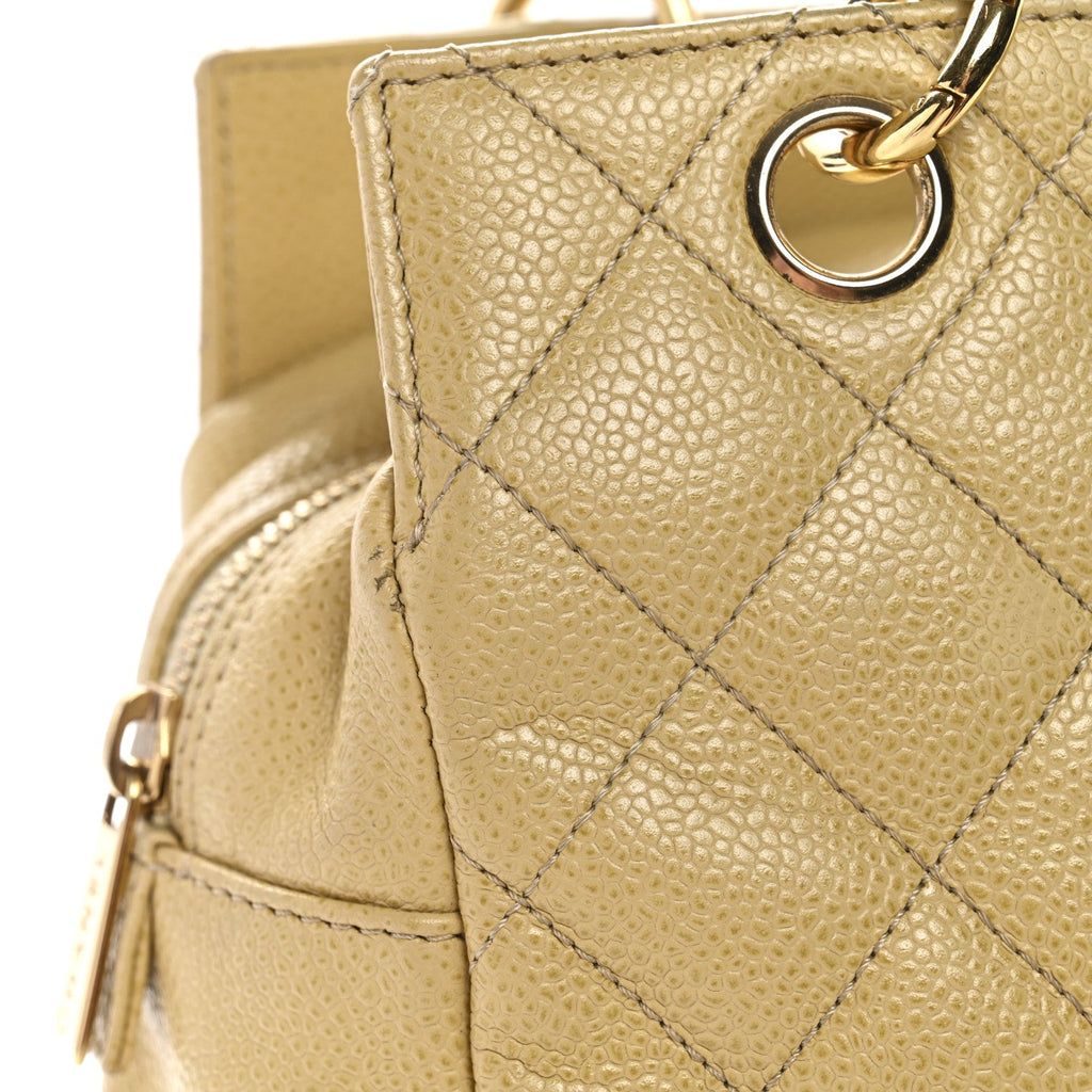 Caviar Quilted Petit Timeless Tote PTT Beige