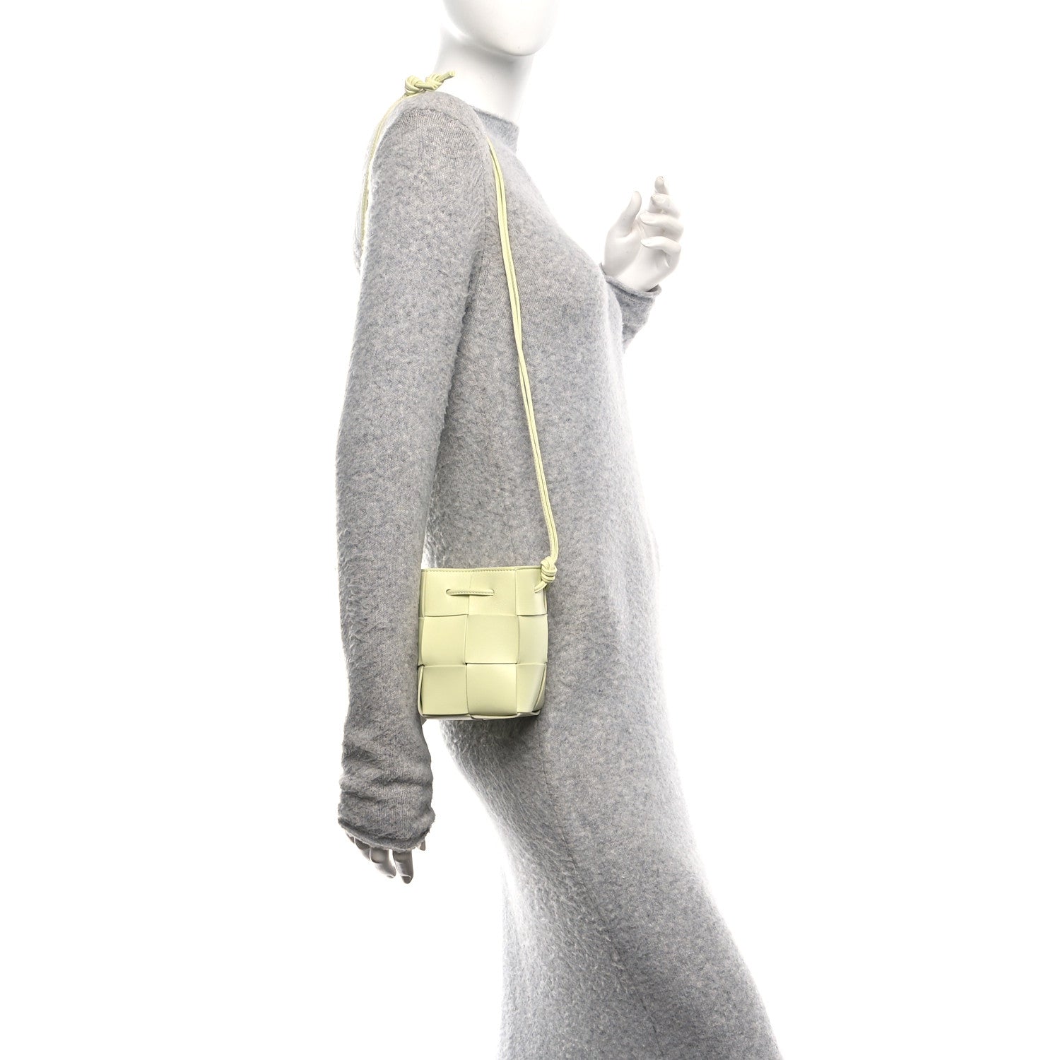 Nappa Maxi Intrecciato Mini Cassette Bucket Bag Lemon Washed
