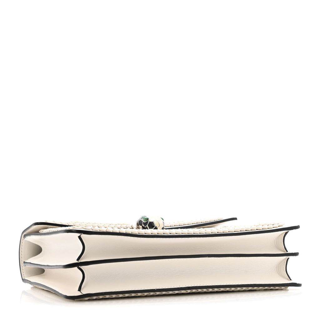 Calfskin Woven Chain Serpenti Forever Crossbody Bag White