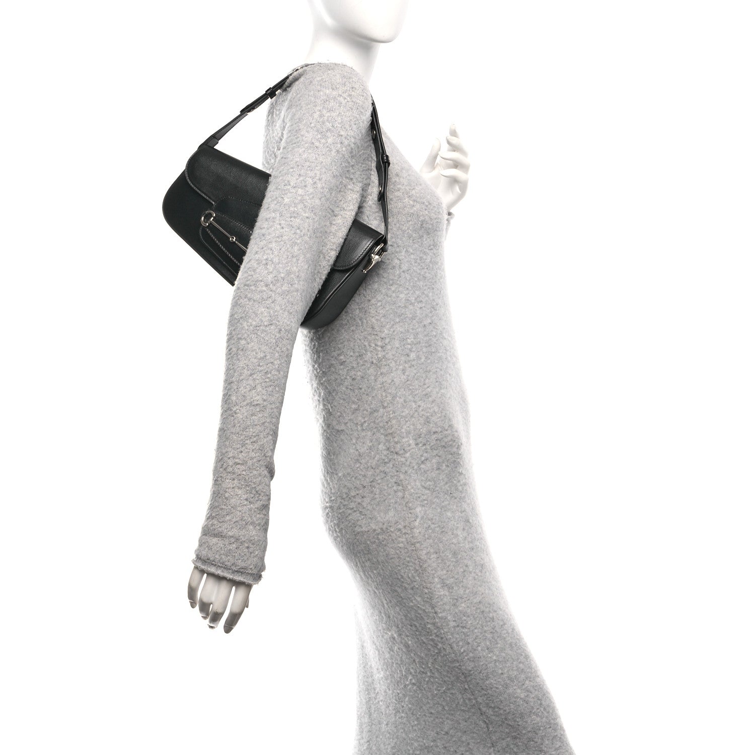Demetra Small Horsebit 1955 Asymmetric Shoulder Bag Black