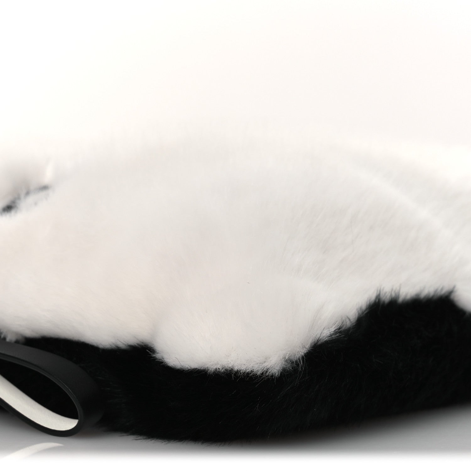 Faux Fur Two Tone Large GV3 Pouch Wristlet Black White
