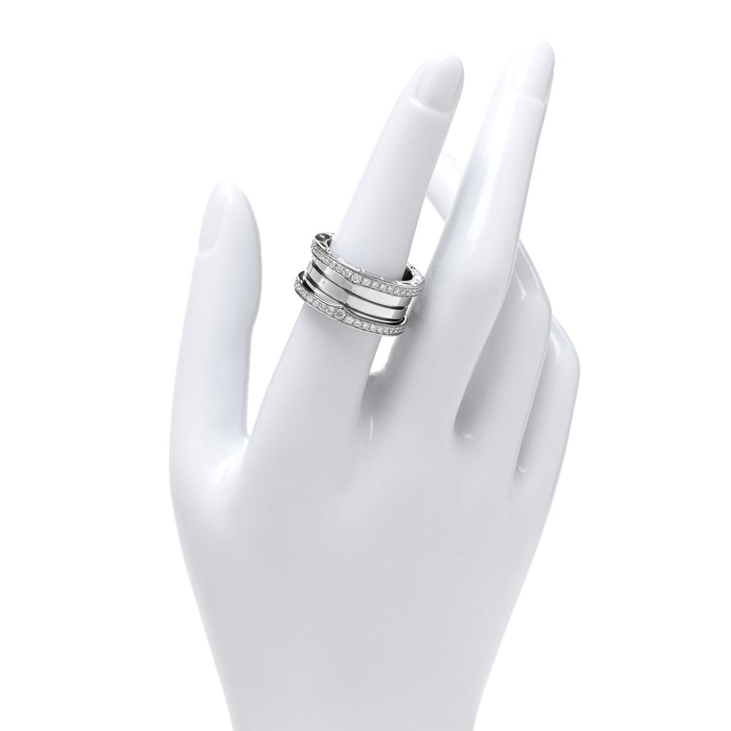 18K White Gold Diamond B.Zero1 Four-Band Pave Ring 56 7.5