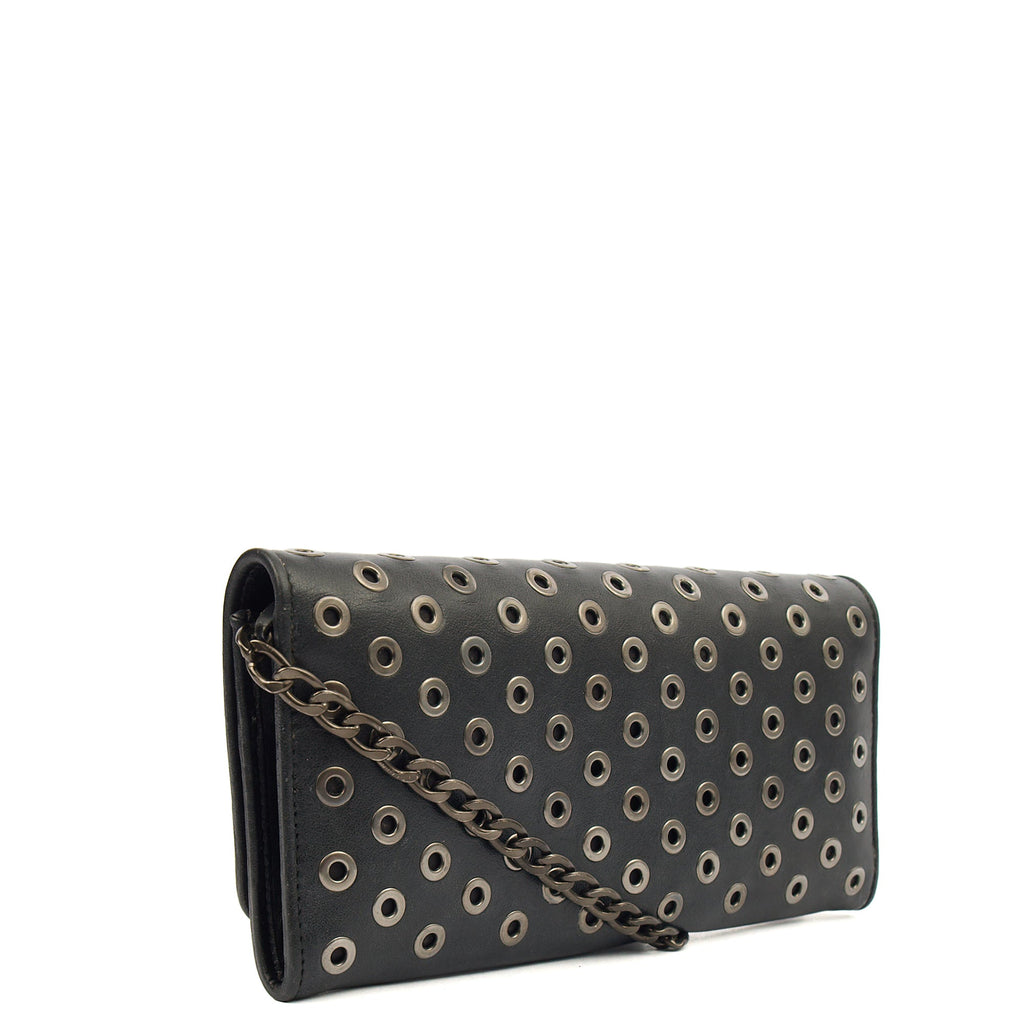 Prada Cross Body Wallet On Chain in Black, Calfskin