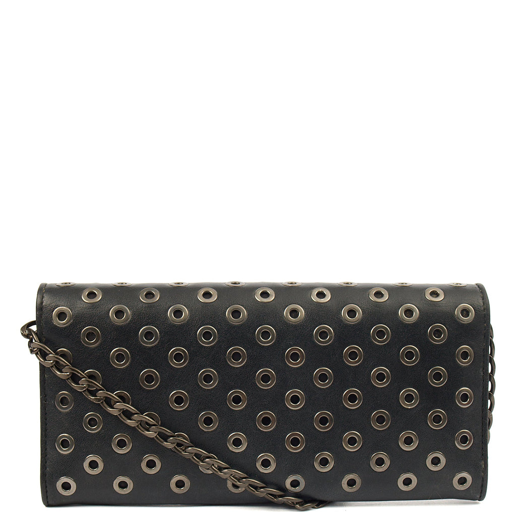 Prada Cross Body Wallet On Chain in Black, Calfskin