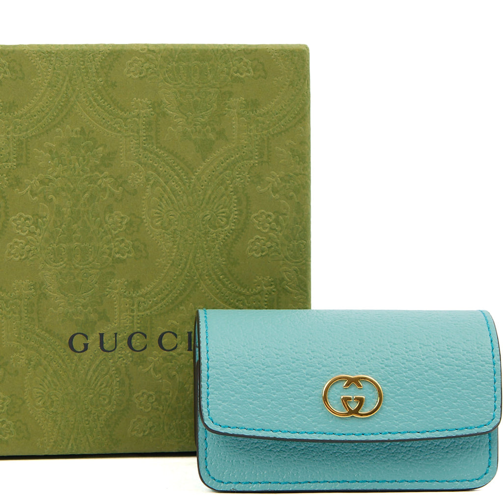 Gucci Key Ring GG Marmont Zip Pouch in Blue, Leather