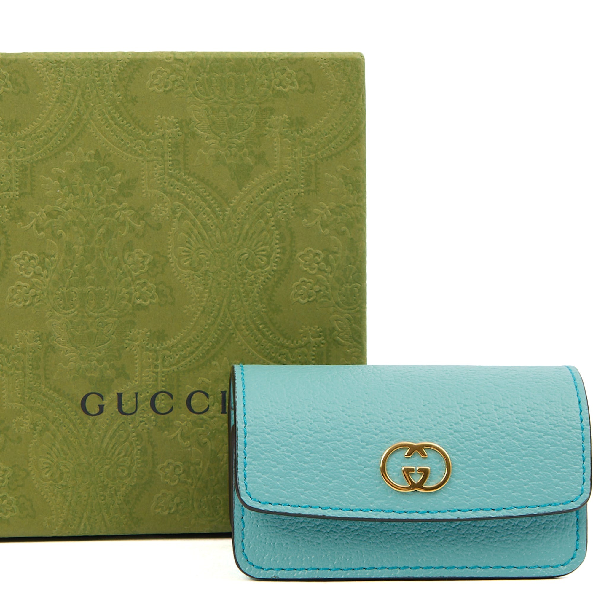 Gucci Key Ring GG Marmont Zip Pouch in Blue, Leather