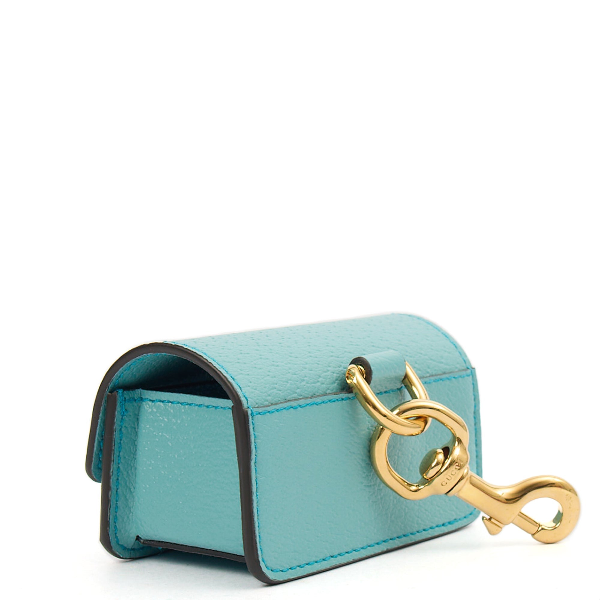 Gucci Key Ring GG Marmont Zip Pouch in Blue, Leather