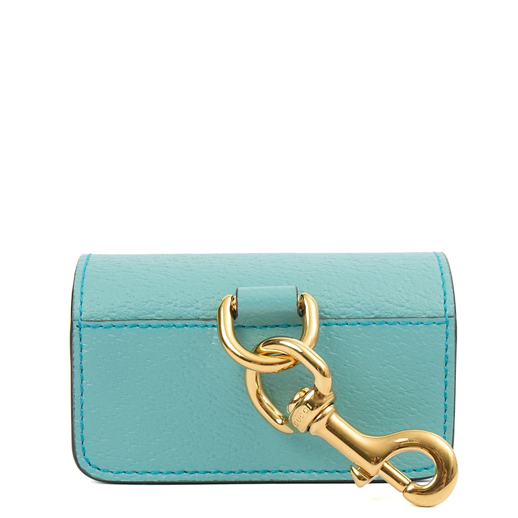 Gucci Key Ring GG Marmont Zip Pouch in Blue, Leather