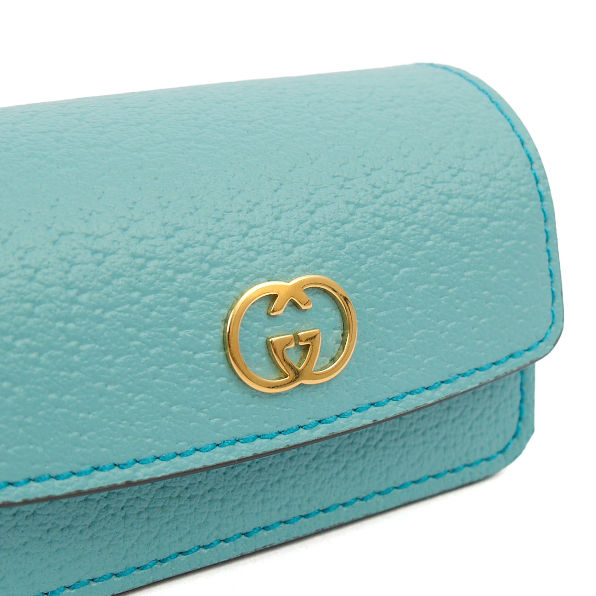 Gucci Key Ring GG Marmont Zip Pouch in Blue, Leather