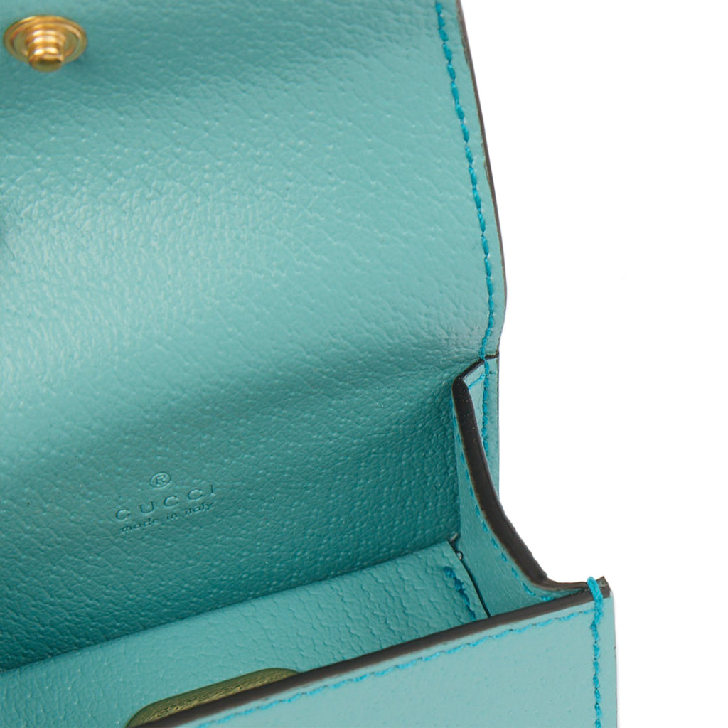 Gucci Key Ring GG Marmont Zip Pouch in Blue, Leather