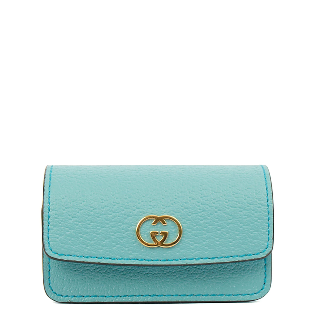 Gucci Key Ring GG Marmont Zip Pouch in Blue, Leather