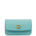 Gucci Key Ring GG Marmont Zip Pouch in Blue, Leather