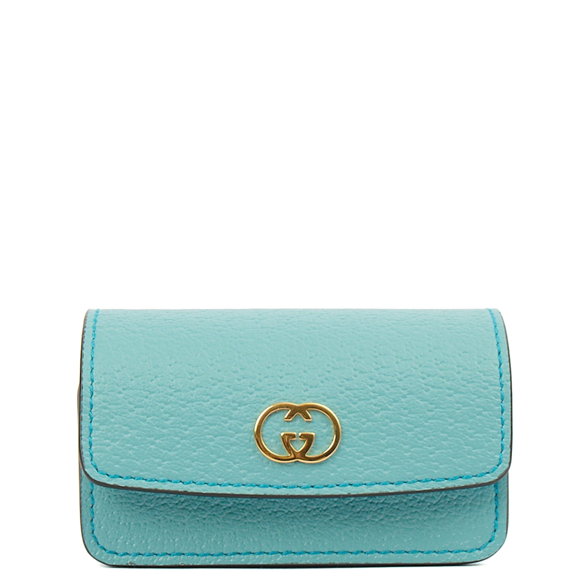 Gucci Key Ring GG Marmont Zip Pouch in Blue, Leather