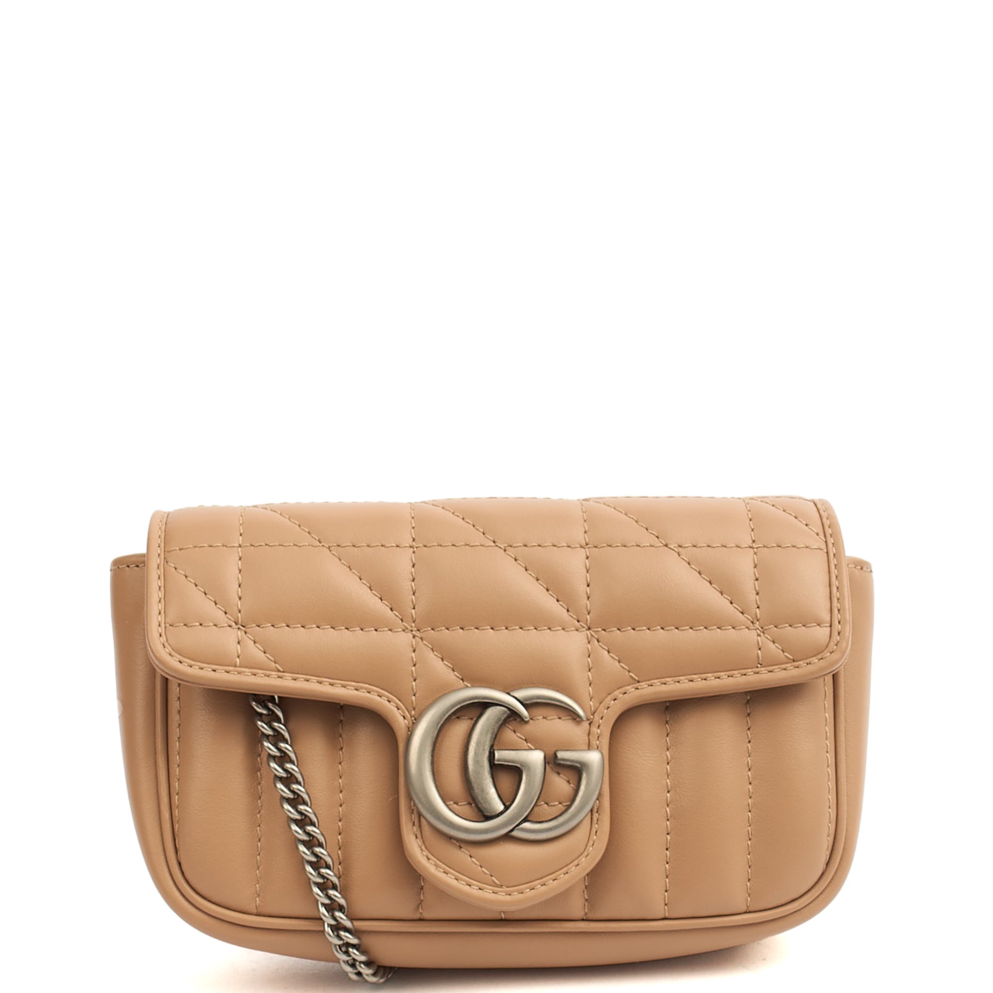 Gucci Mini Bag Marmont Shoulder Flap Bag - Super Mini in Neutral, Leather