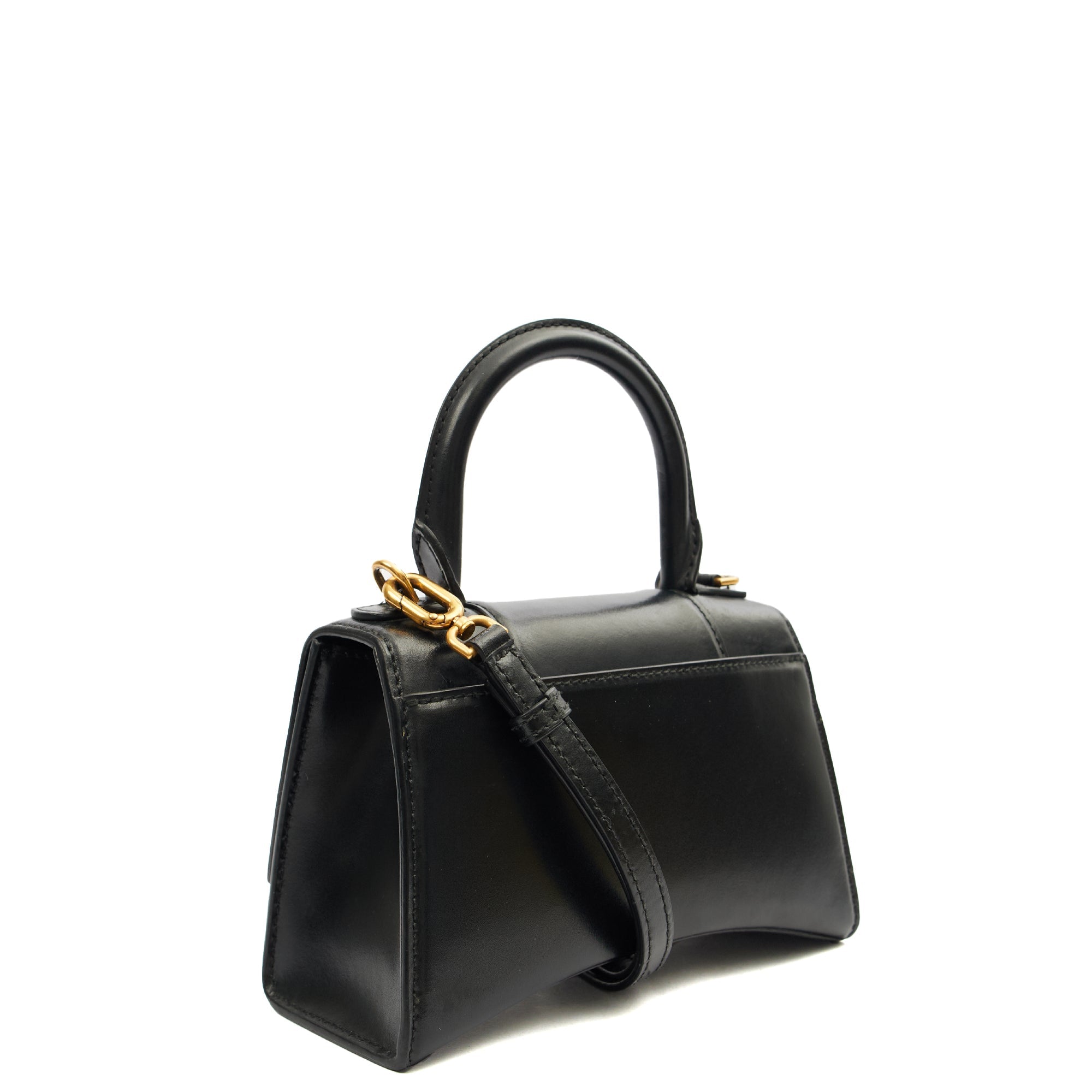 Balenciaga Top Handle Hourglass Top Handle Small in Black, Veau (Calfskin)