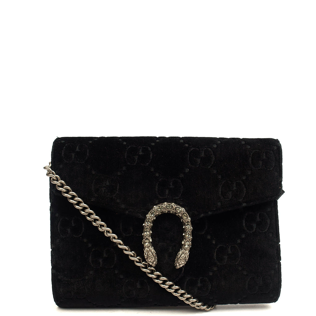 Gucci Cross Body Dionysus Chain Wallet in Black, Leather