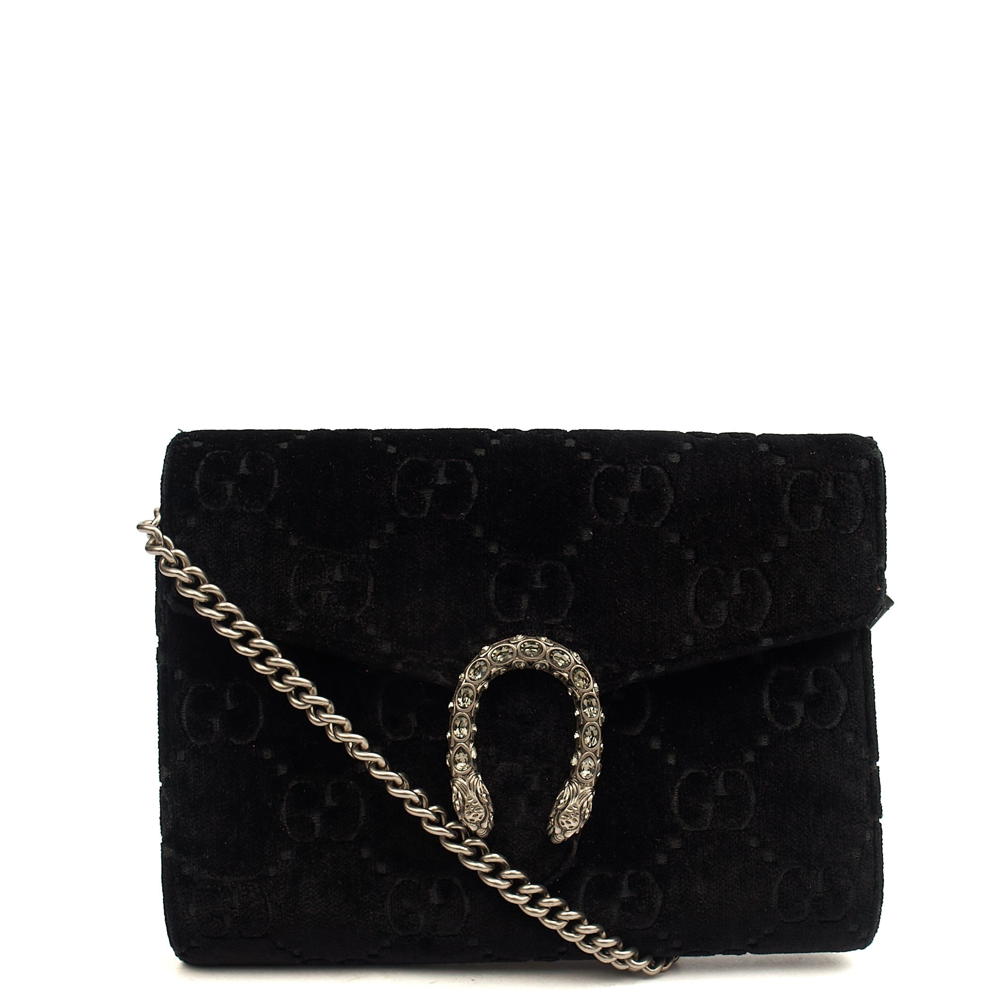 Gucci Cross Body Dionysus Chain Wallet in Black, Leather