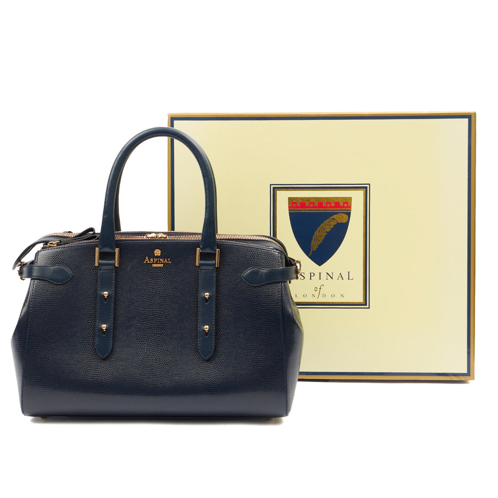 Aspinal of London Tote Brook Street  in Navy, Leather