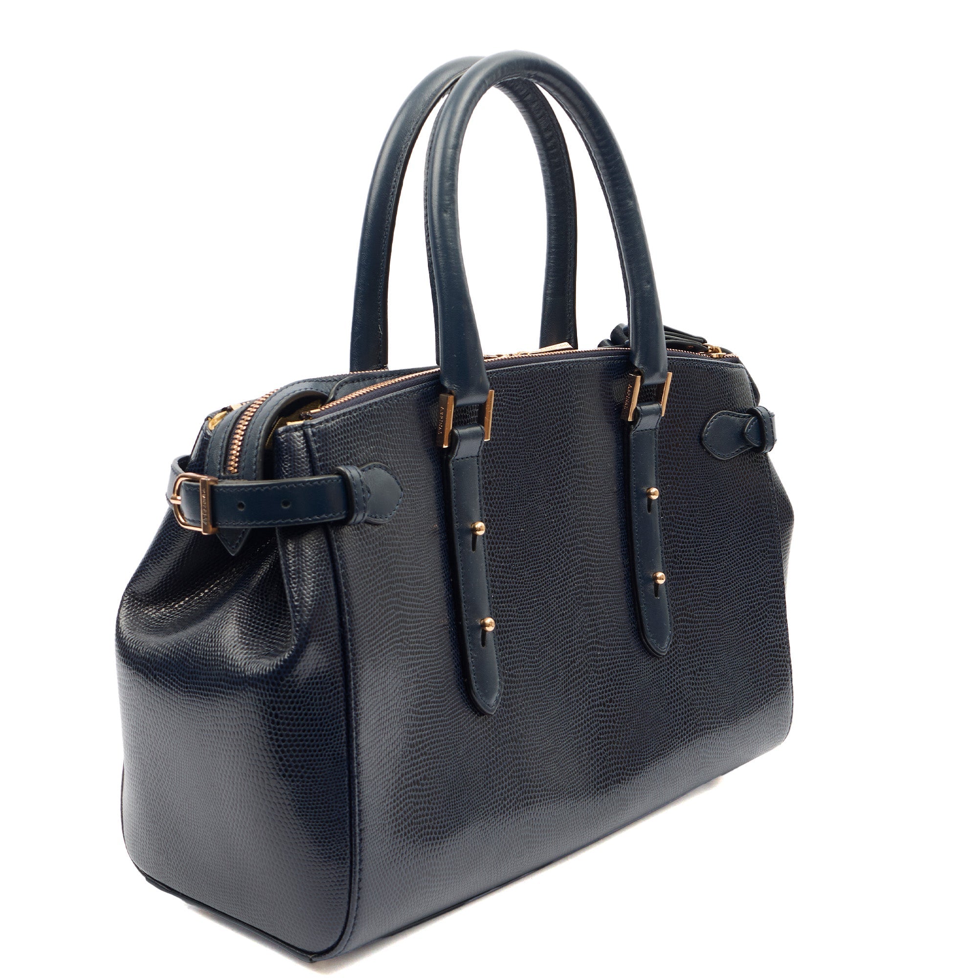 Aspinal of London Tote Brook Street  in Navy, Leather