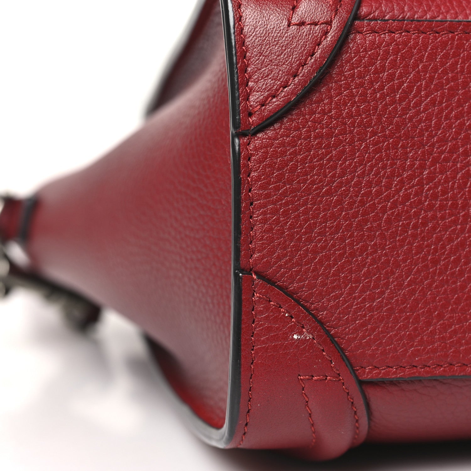 Drummed Calfskin Nano Luggage Merlot