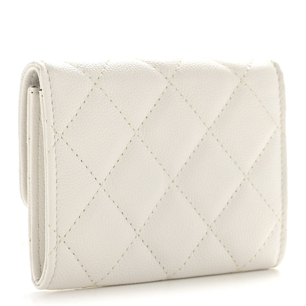 Caviar Quilted My Everything Flap  Holder Wallet White Black