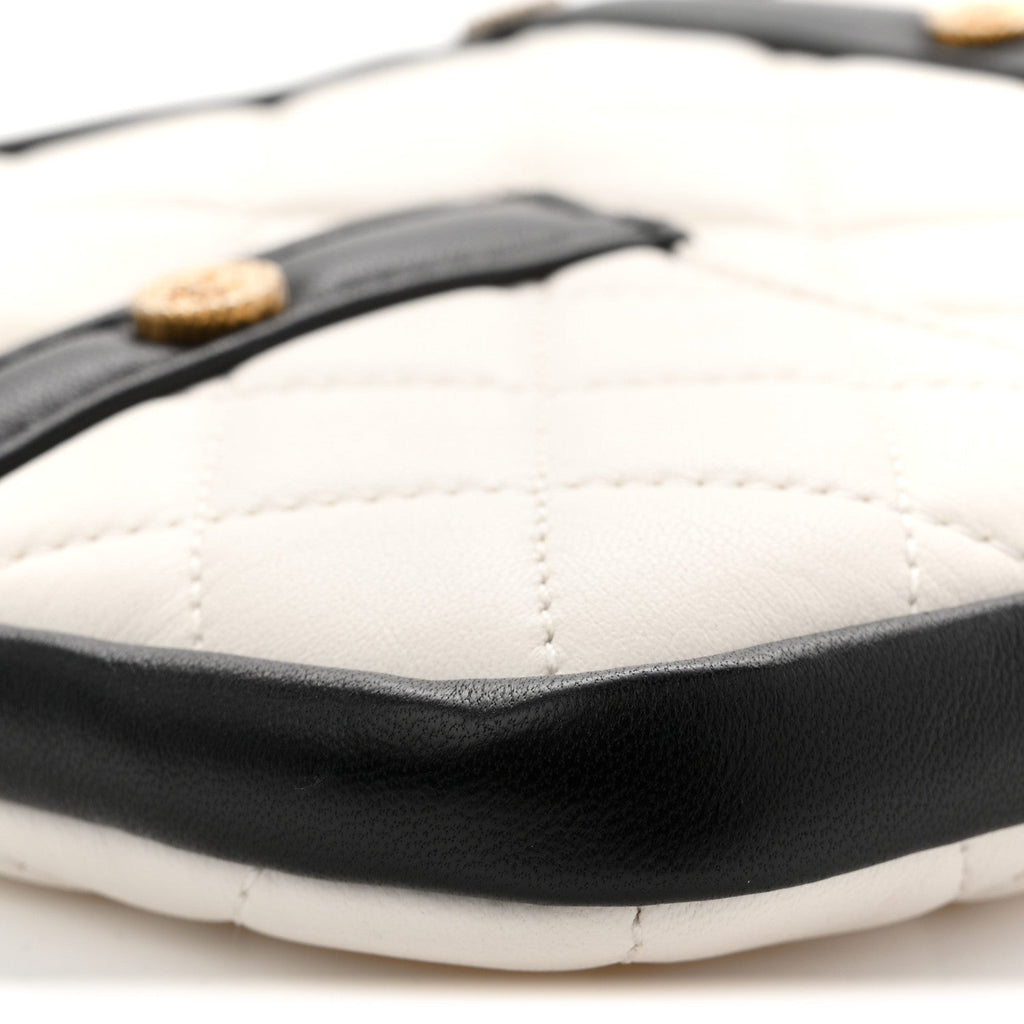 Lambskin Quilted Medium Girl Shoulder Bag White Black