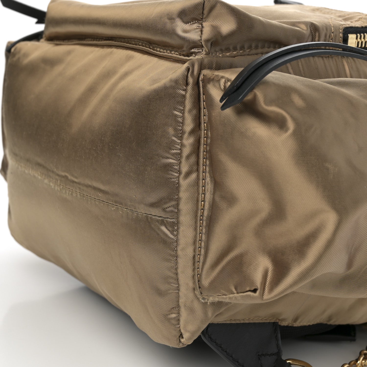 Metallic Satin Nylon Medium Rucksack Backpack Gold