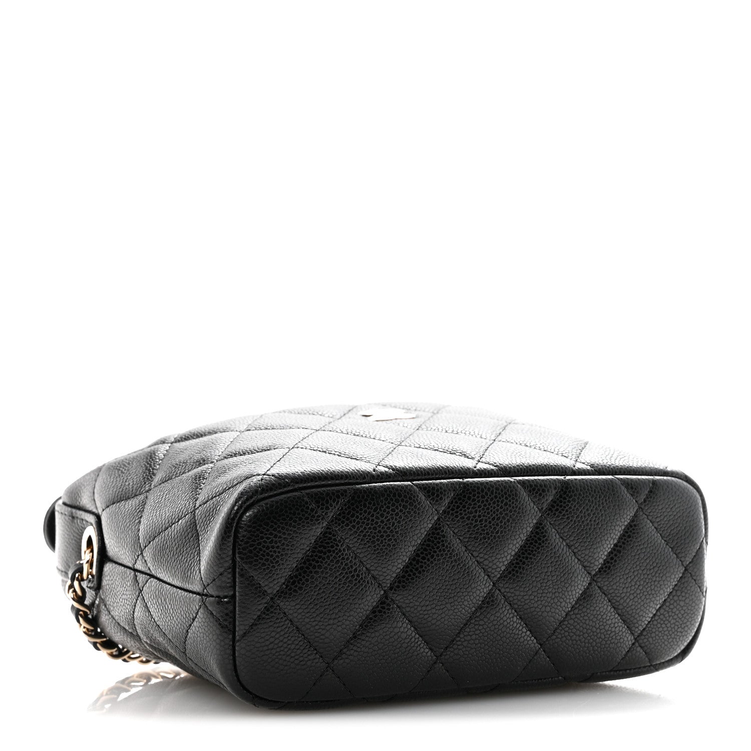Caviar Quilted Hobo Clutch With Chain  Black