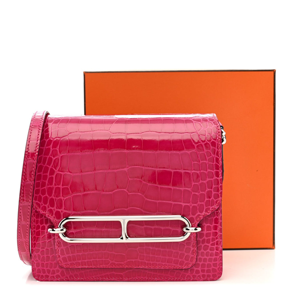 Shiny Alligator Mini Sac Roulis Rose Mexico