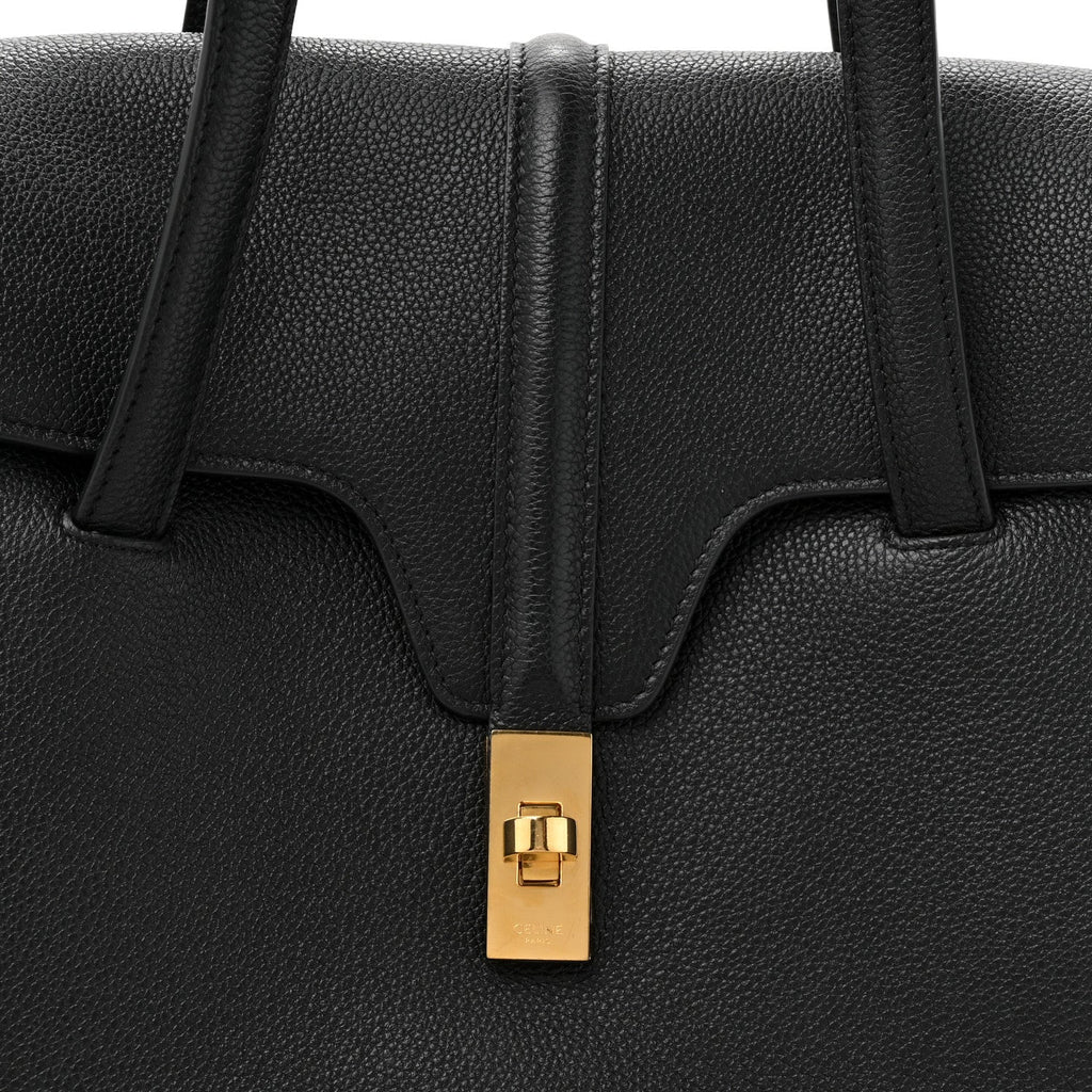 Supple Grained Calfskin Medium Soft 16 Bag Black