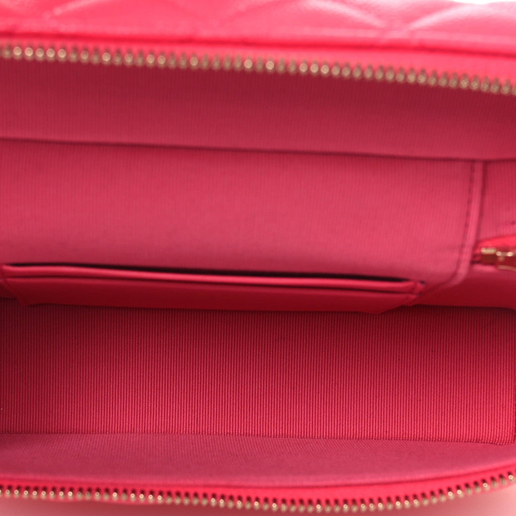 Caviar Quilted Top Handle Slim Vanity With Chain Fuchsia