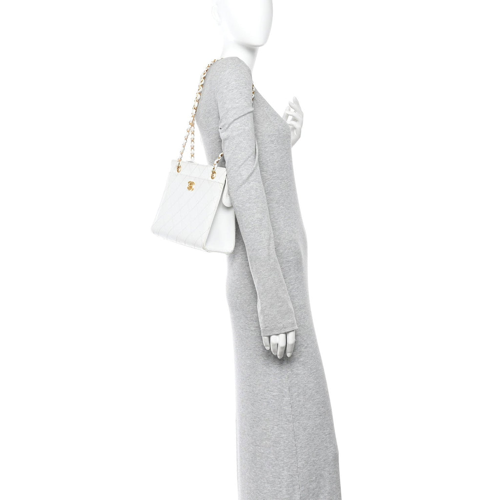 Caviar Quilted Shoulder Bag White