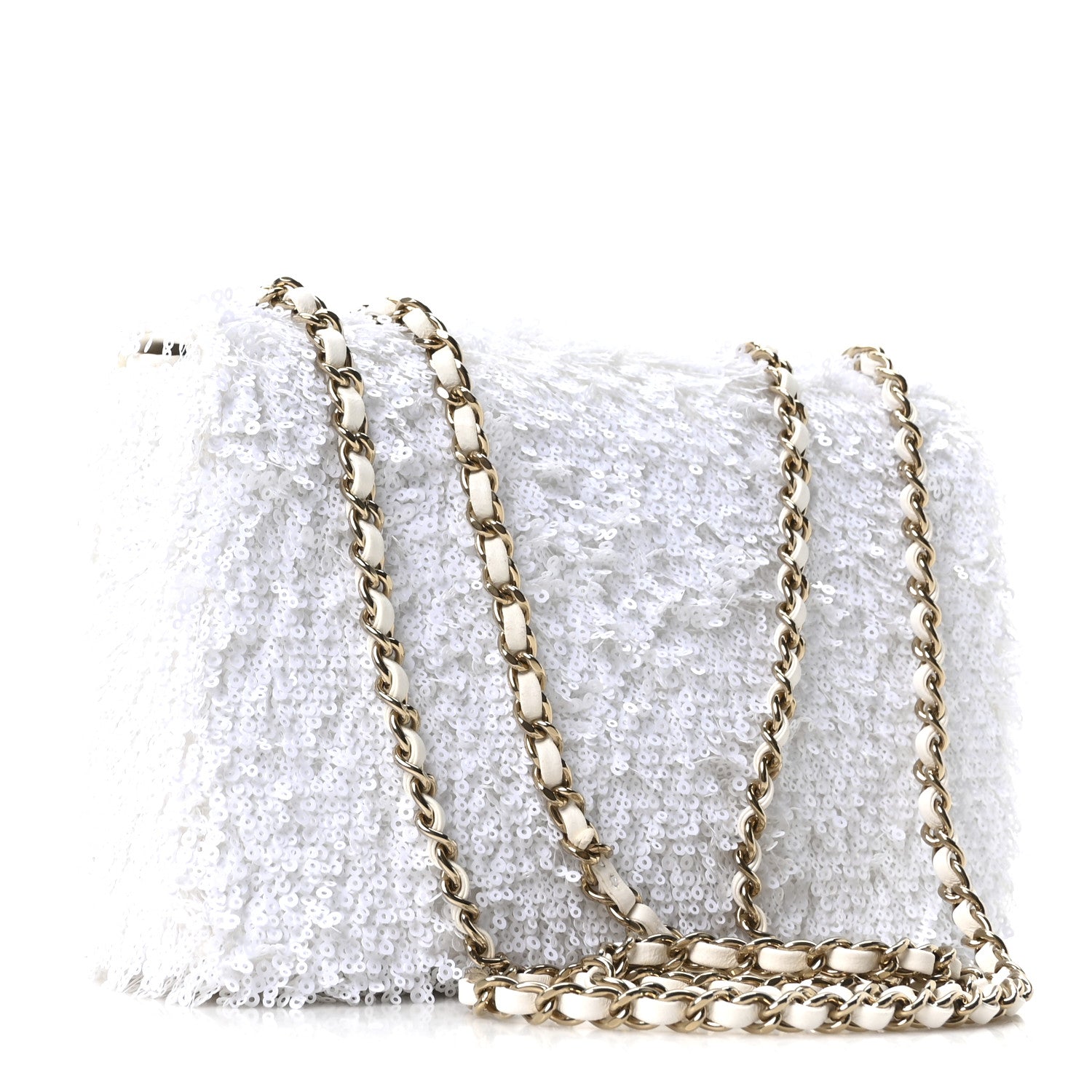 Sequin Mini Rectangular Flap White
