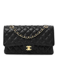 Caviar Quilted Medium Double Flap Black