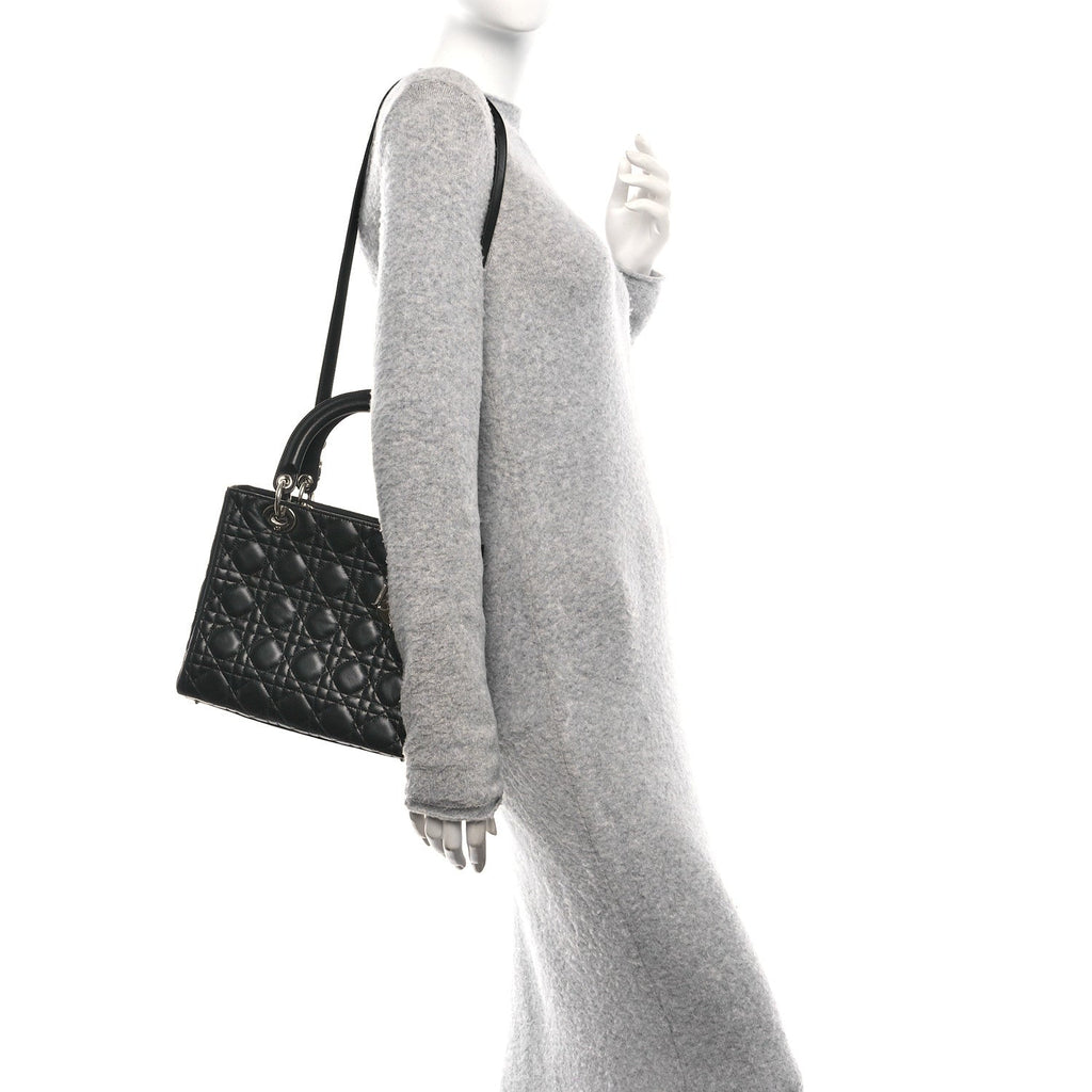 Lambskin Cannage Medium Lady Dior Black
