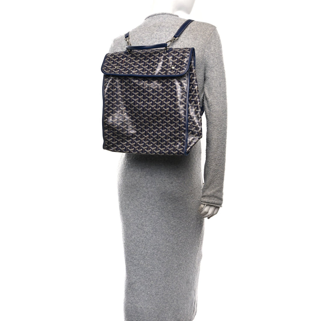 Goyardine Saint Leger Soft Briefcase Backpack Navy