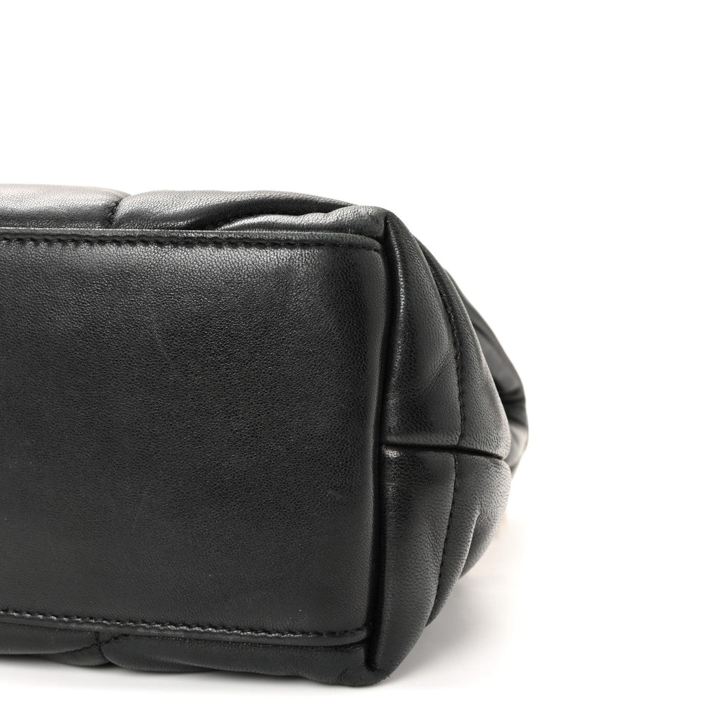Lambskin Quilted Small Loulou Puffer Monogram Chain Satchel Black