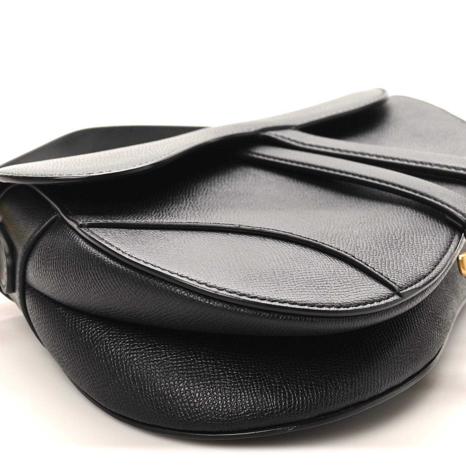 Grained Calfskin Saddle Bag Black