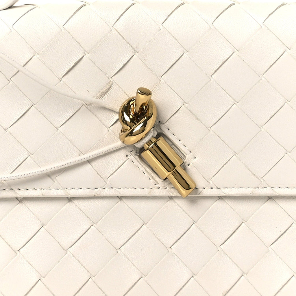 Nappa Intrecciato Long Andiamo Top Handle Clutch Sea Salt
