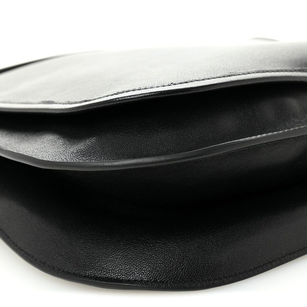 Shiny Lambskin Soft Triomphe Besace Bag Black