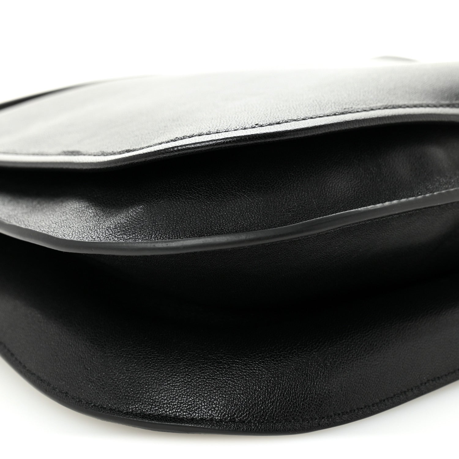 Shiny Lambskin Soft Triomphe Besace Bag Black