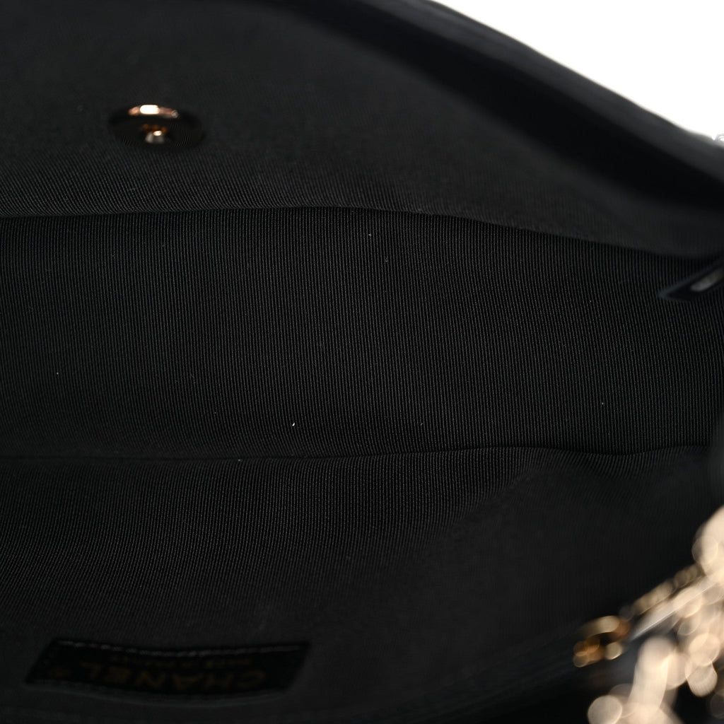Lambskin Quilted Pearl Studded Flap Black